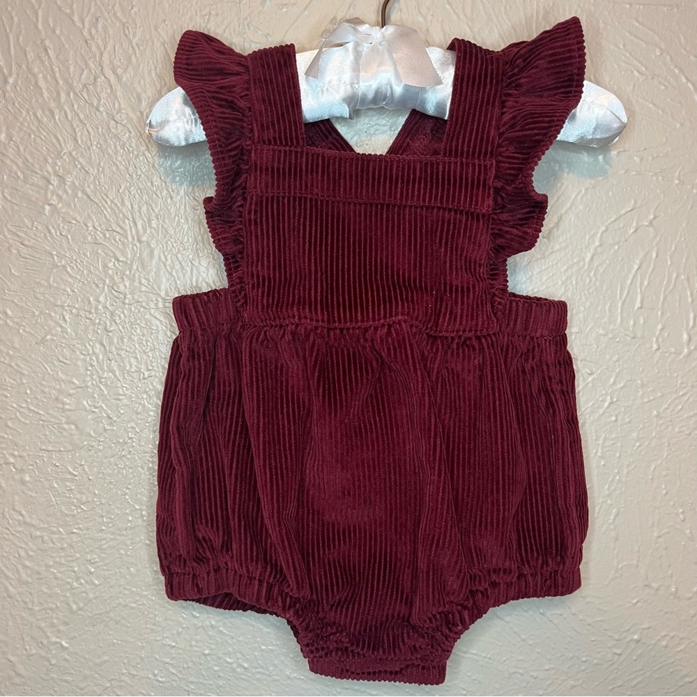 Burgundy Corduroy Baby Romper